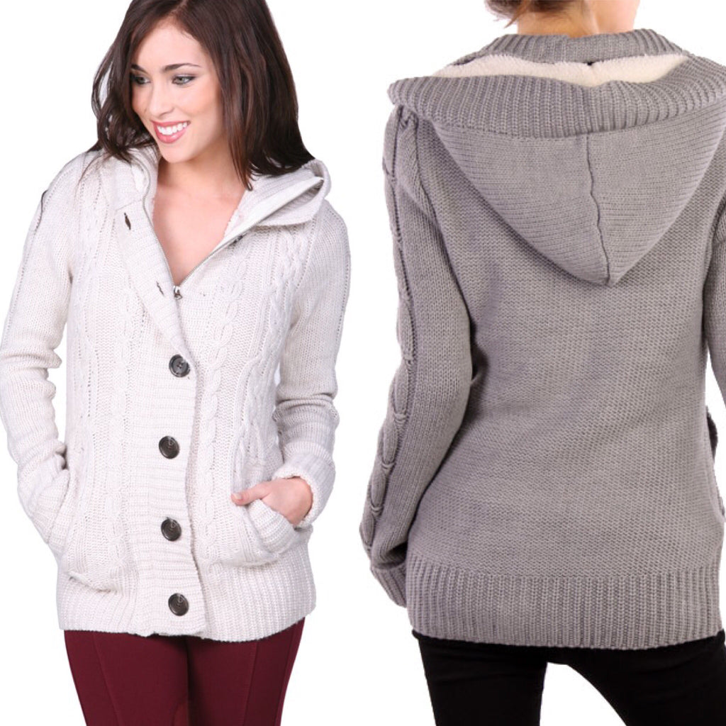 SW26036 Hooded Cardigan Sweater | FashionPosh