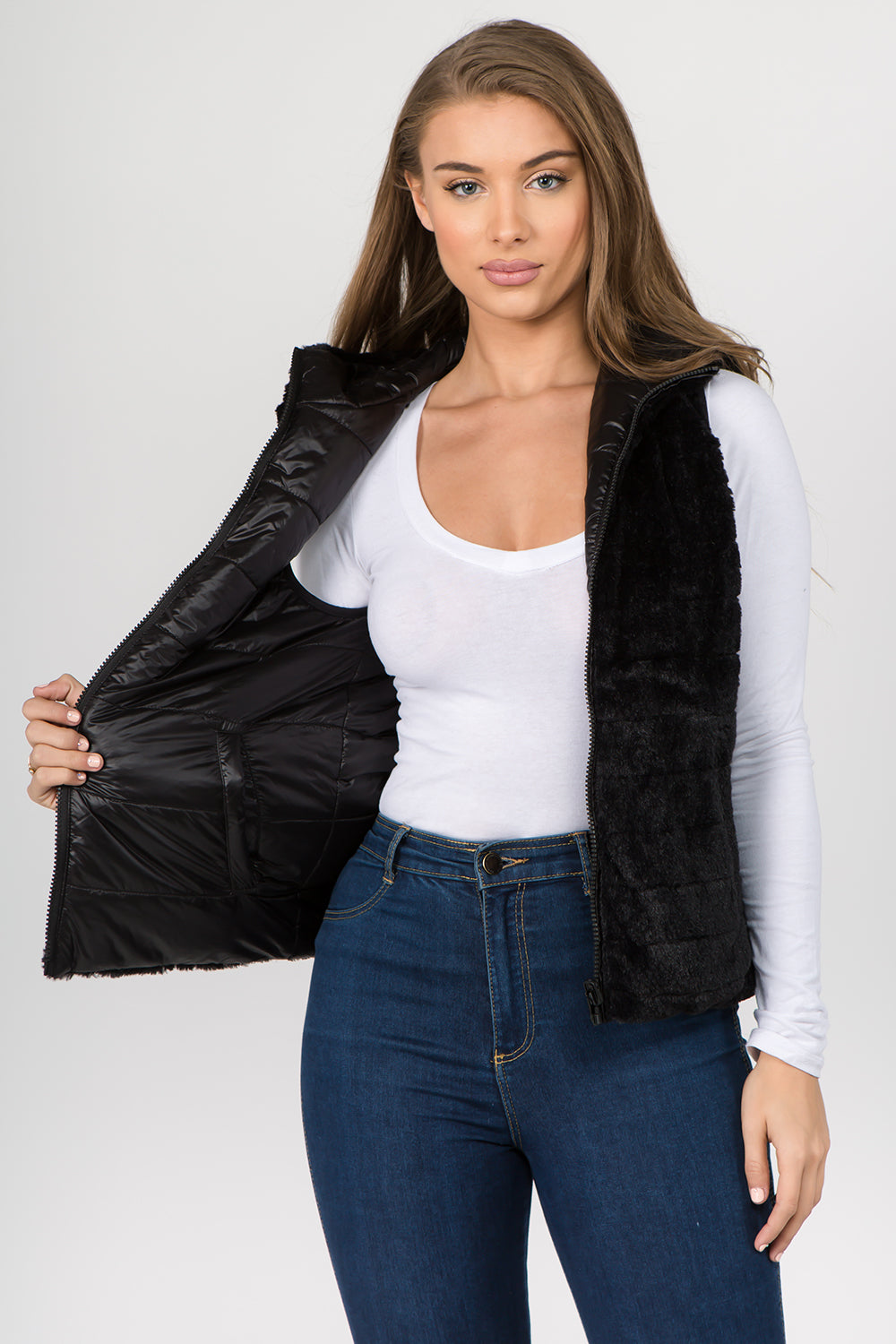 Reversible Vest with Hoodie - FashionPosh