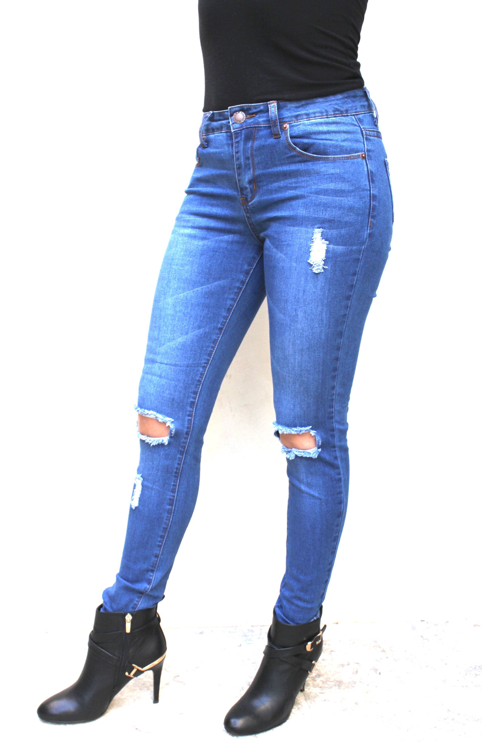 P9744 Sculpting Ripped Jean Leggings - FashionPosh