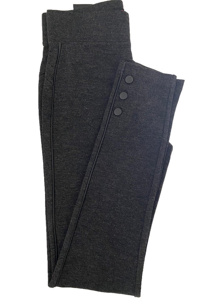 PP131 Grey CiSono Ponte Leggings W/Buttons on Ankles - FashionPosh