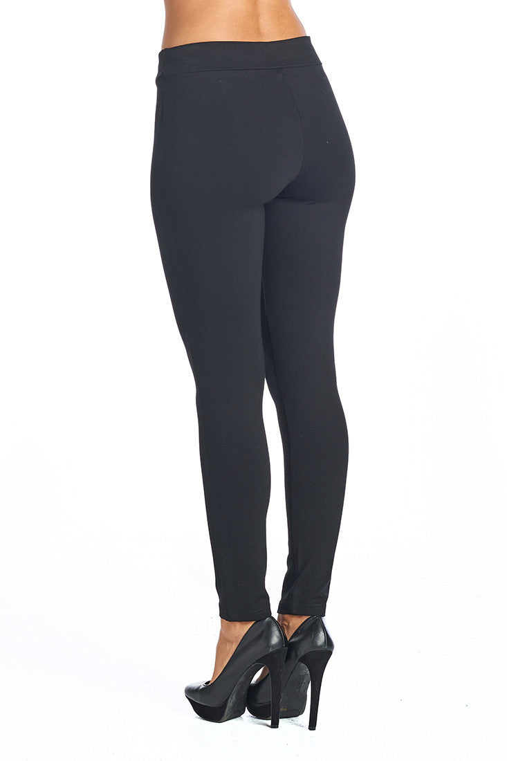 PP132 Ci Sono Button Accent High Waist Ponte Leggings - FashionPosh