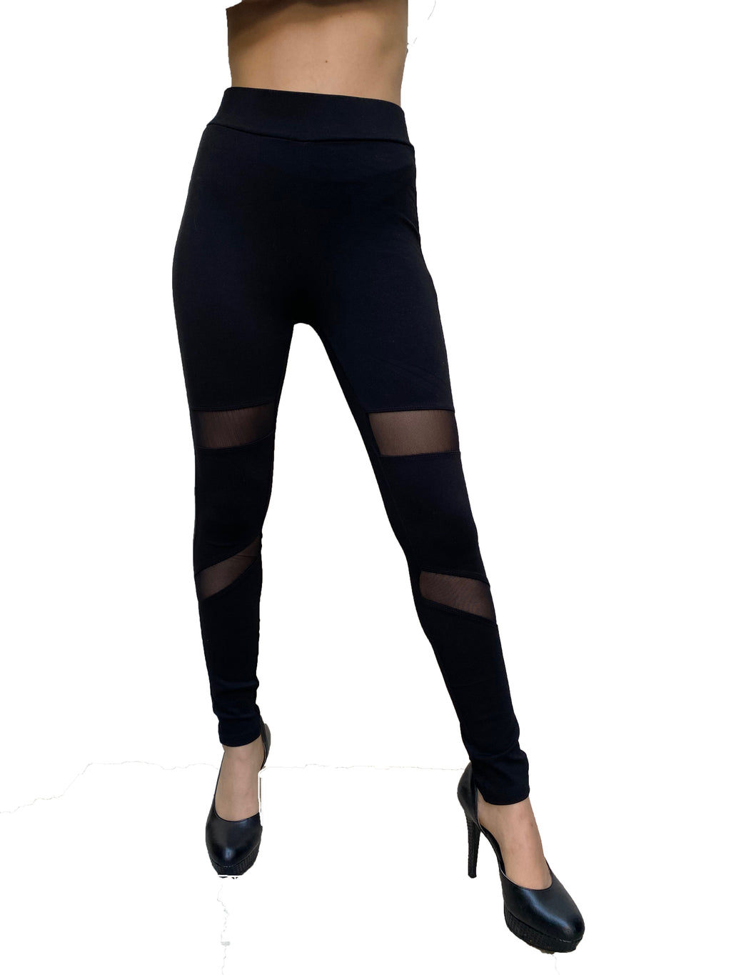 CiSono High Waist workout Leggings W/Mesh Stripes
