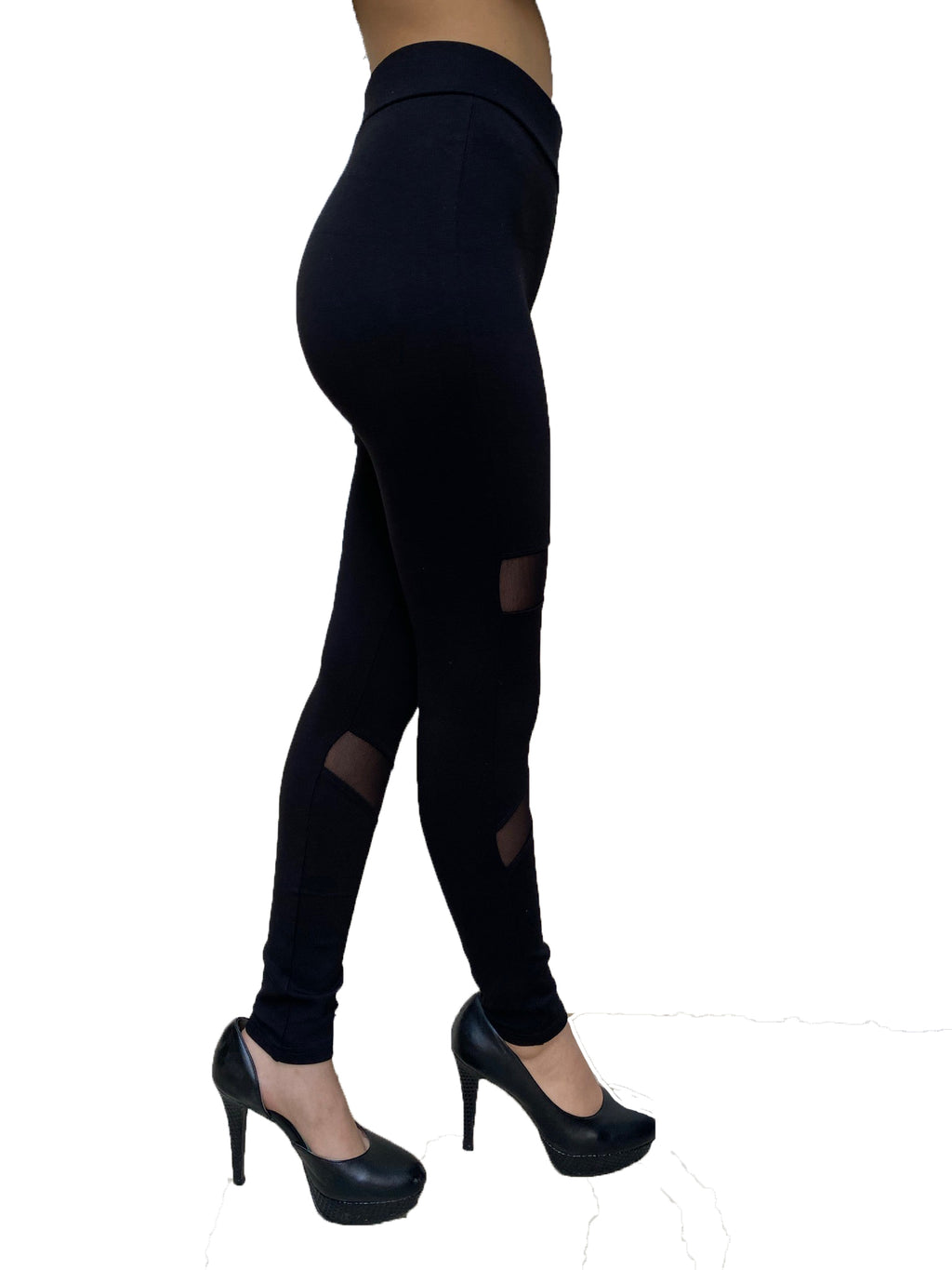 CiSono High Waist workout Leggings W/Mesh Stripes