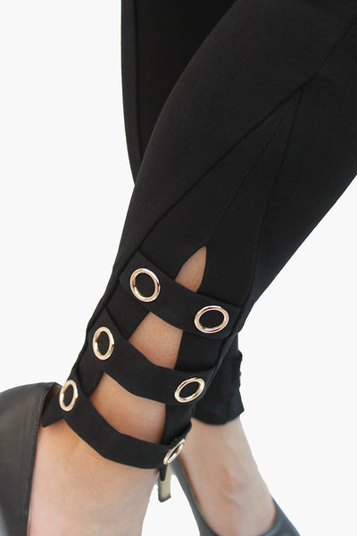 Ci Sono Ponte Leggings with Detail Ankles - FashionPosh