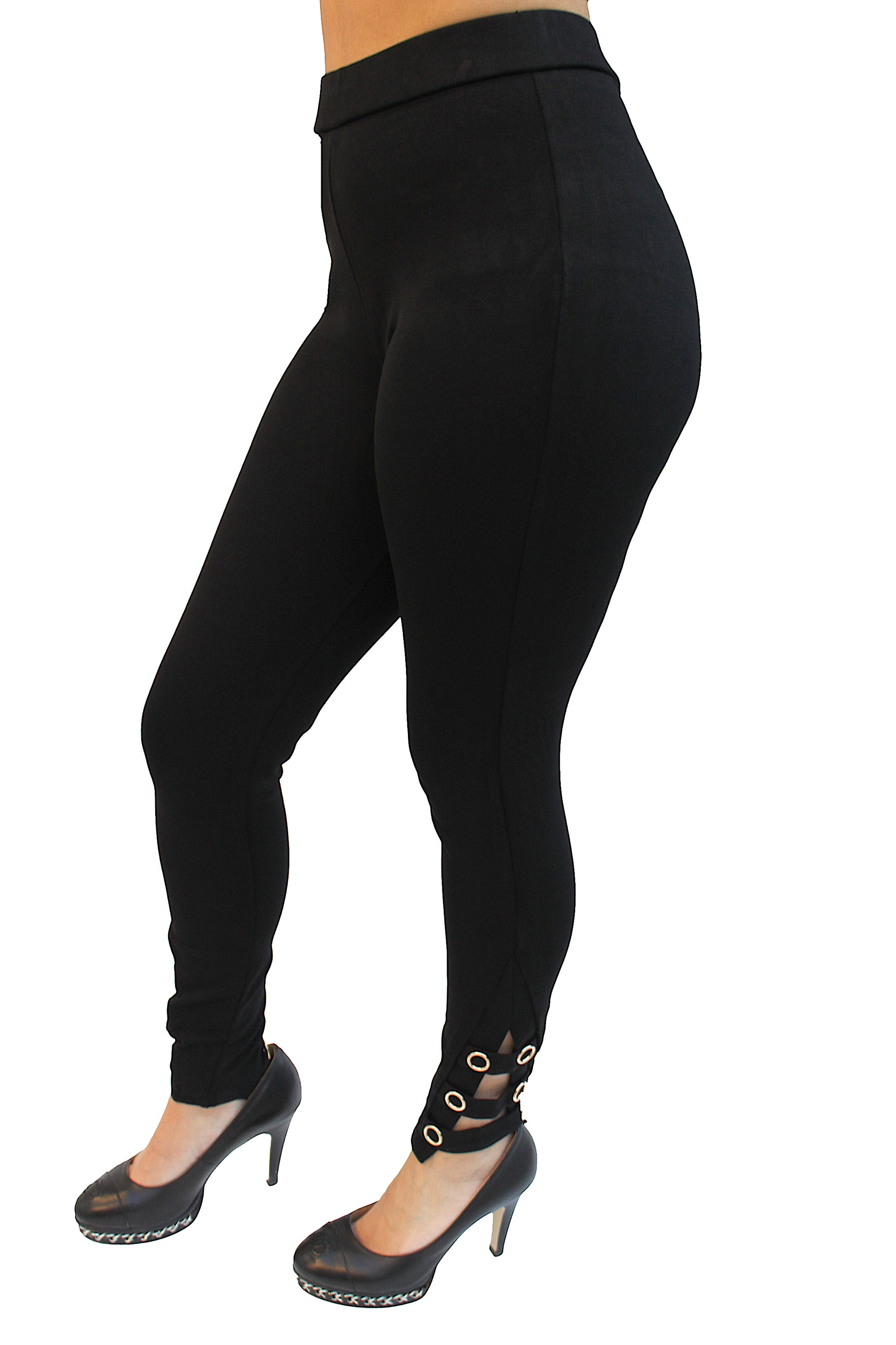 Ci Sono Ponte Leggings with Detail Ankles - FashionPosh