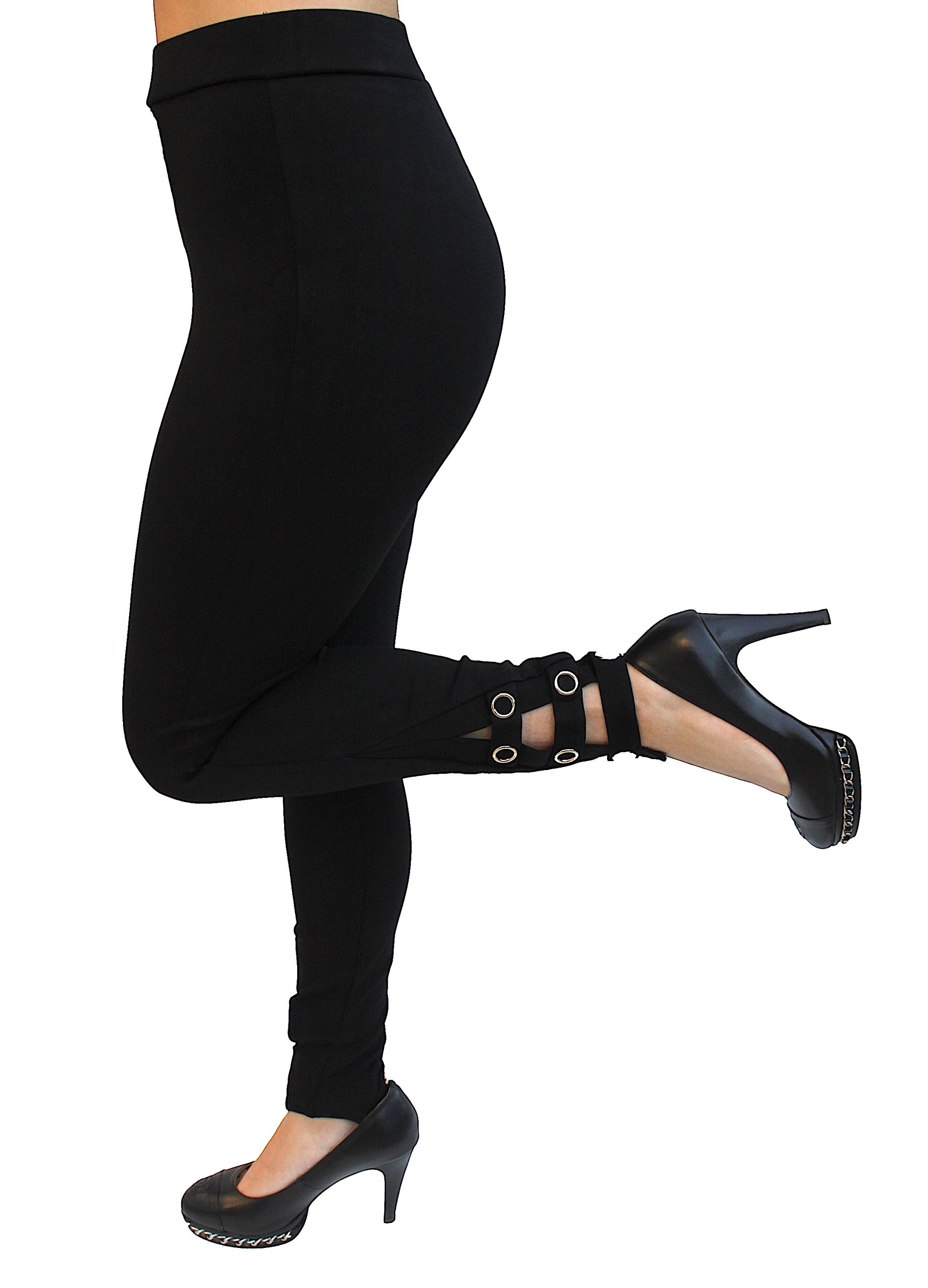Ci Sono Ponte Leggings with Detail Ankles - FashionPosh