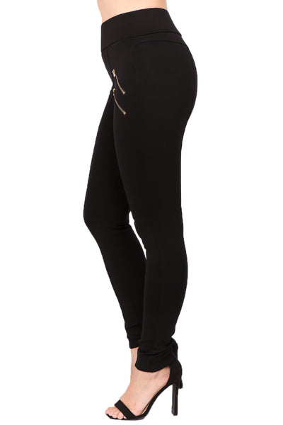Ci Sono Ponte Zipper Leggings