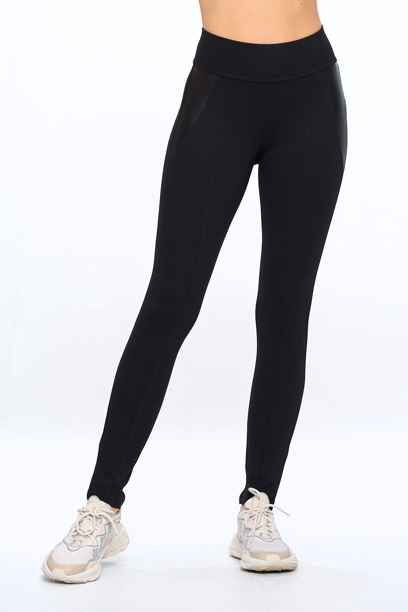 Ci Sono Ponte Leggings W/PU detailing
