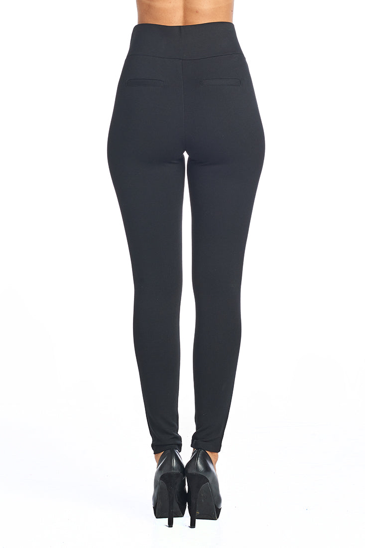 PP67 Ponte Leggings with PU Leather accents (More color options) - FashionPosh
