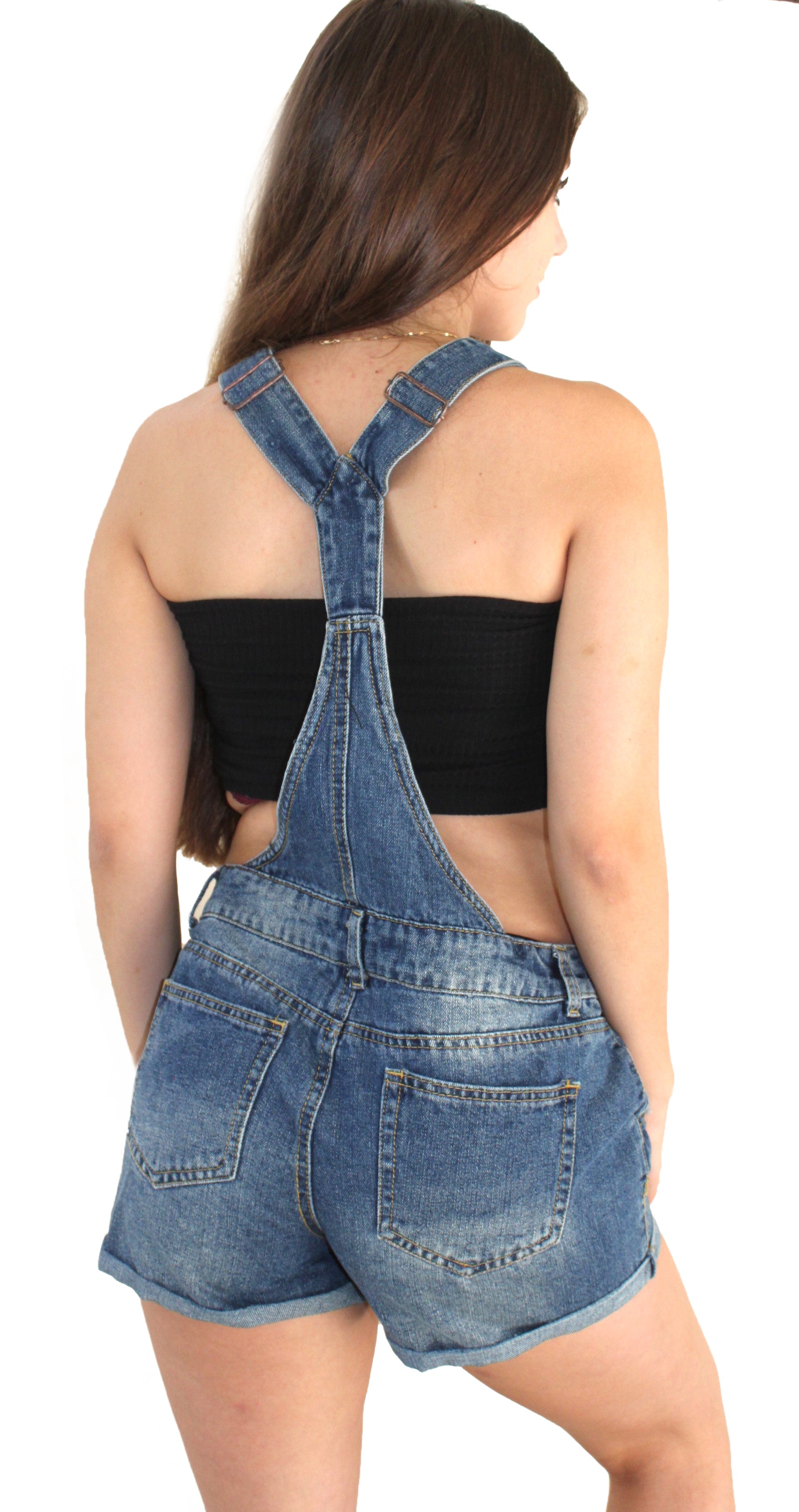 Ripped Overall Shorts - FashionPosh