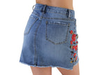 Embroidered short Denim Skirt - FashionPosh