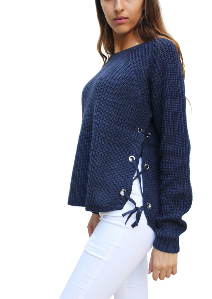 Lace-Up Sweater…