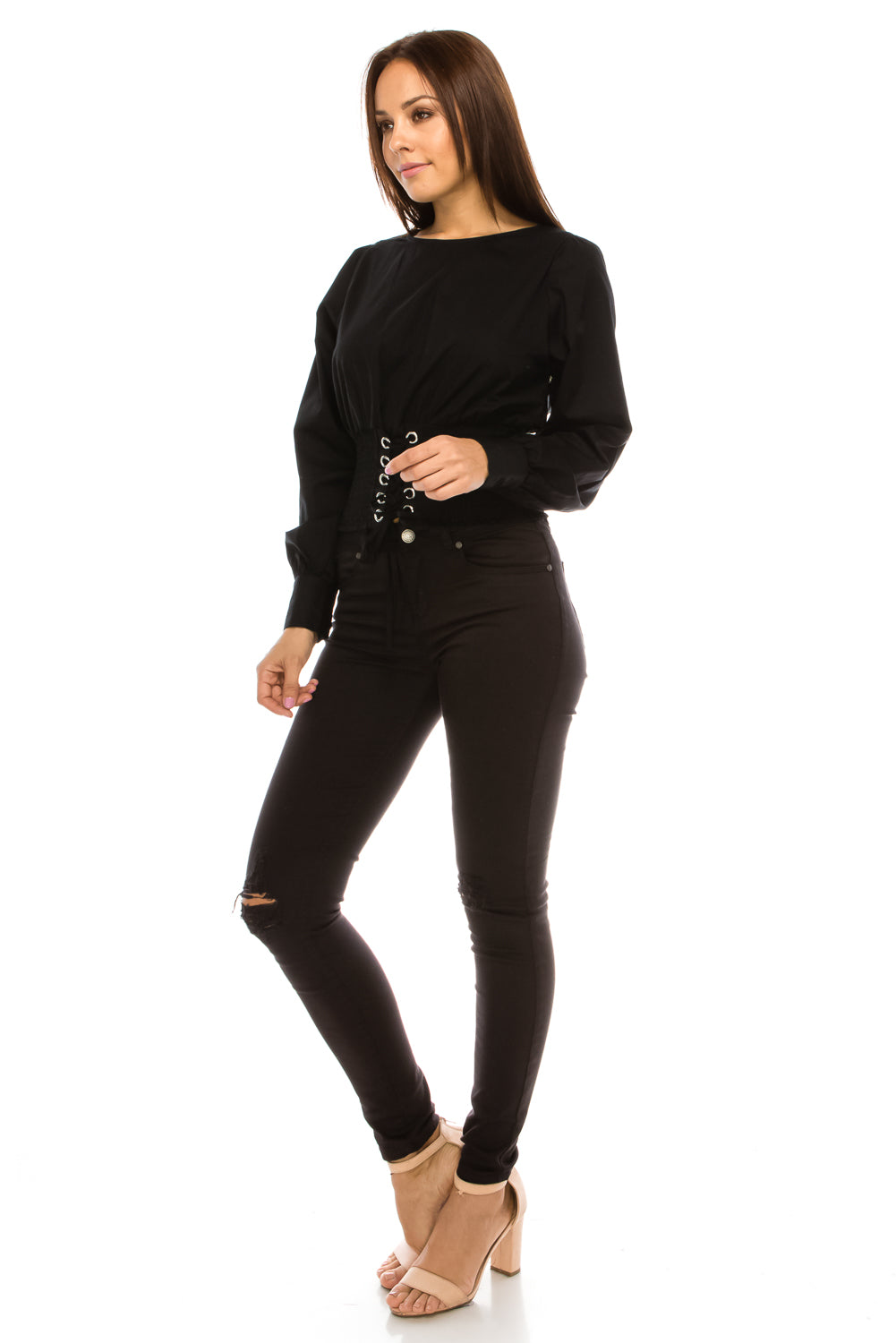 WTP15 Lace Up Top - FashionPosh