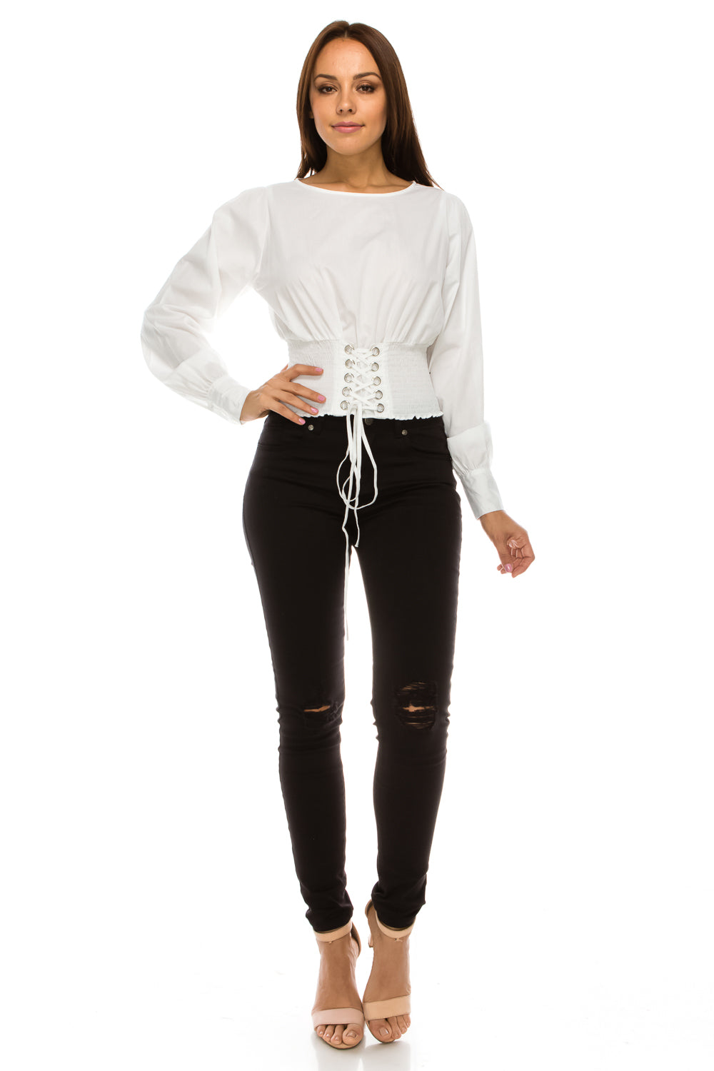 WTP15 Lace Up Top - FashionPosh