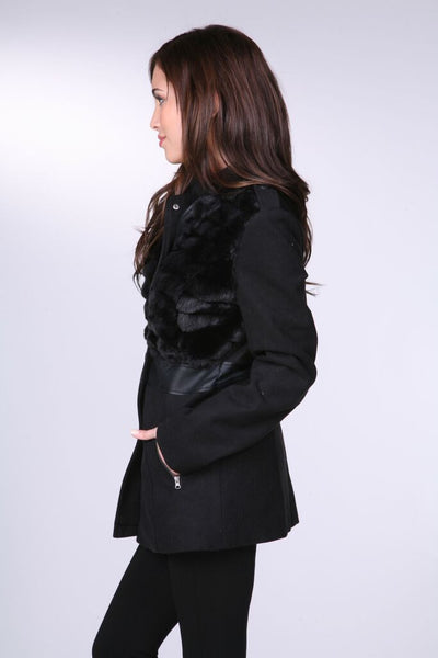 CT8136 Elegant Coat W/ Fur - FashionPosh