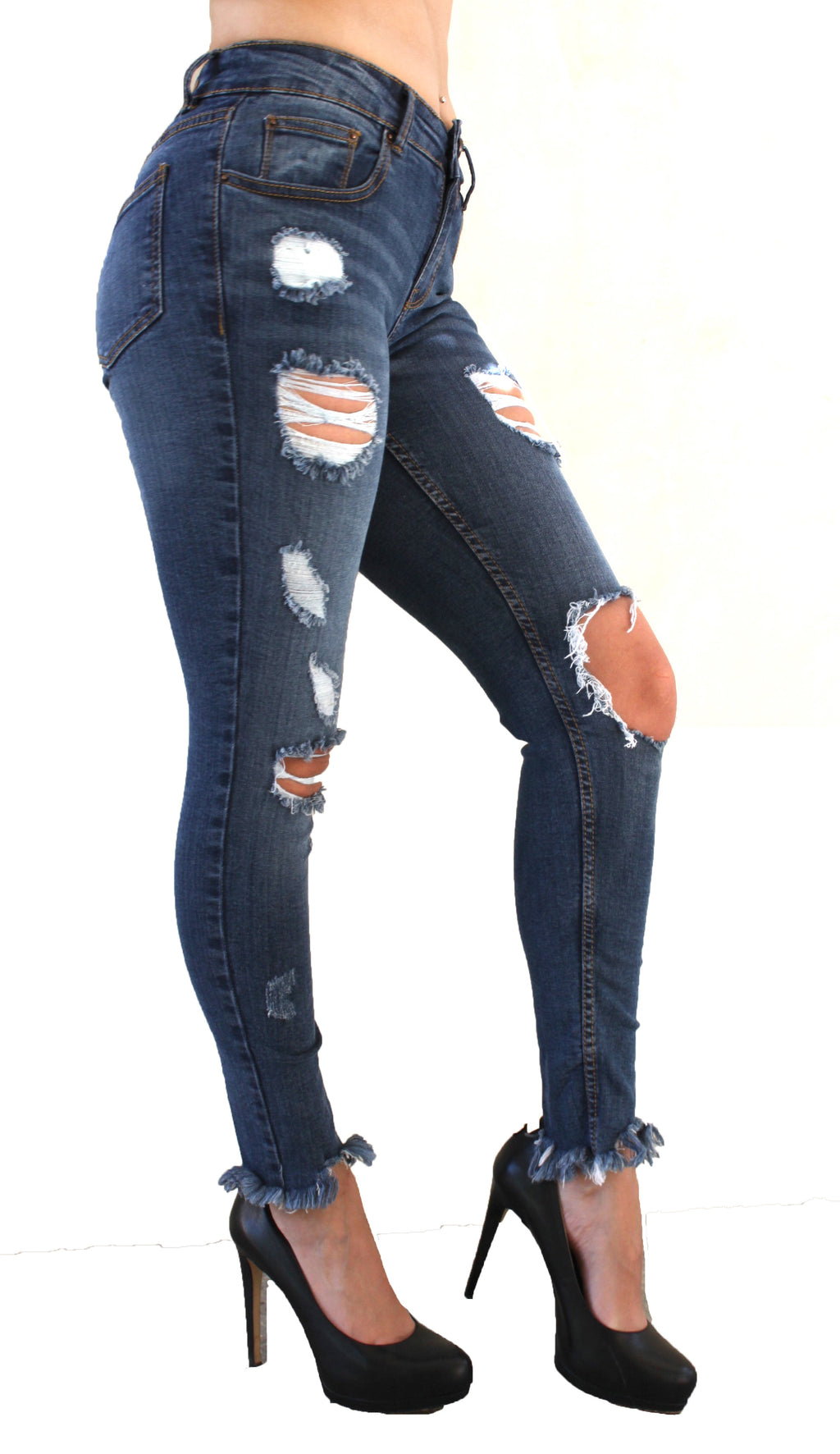 Ci Sono Ripped Fringe Denim Jeans - FashionPosh