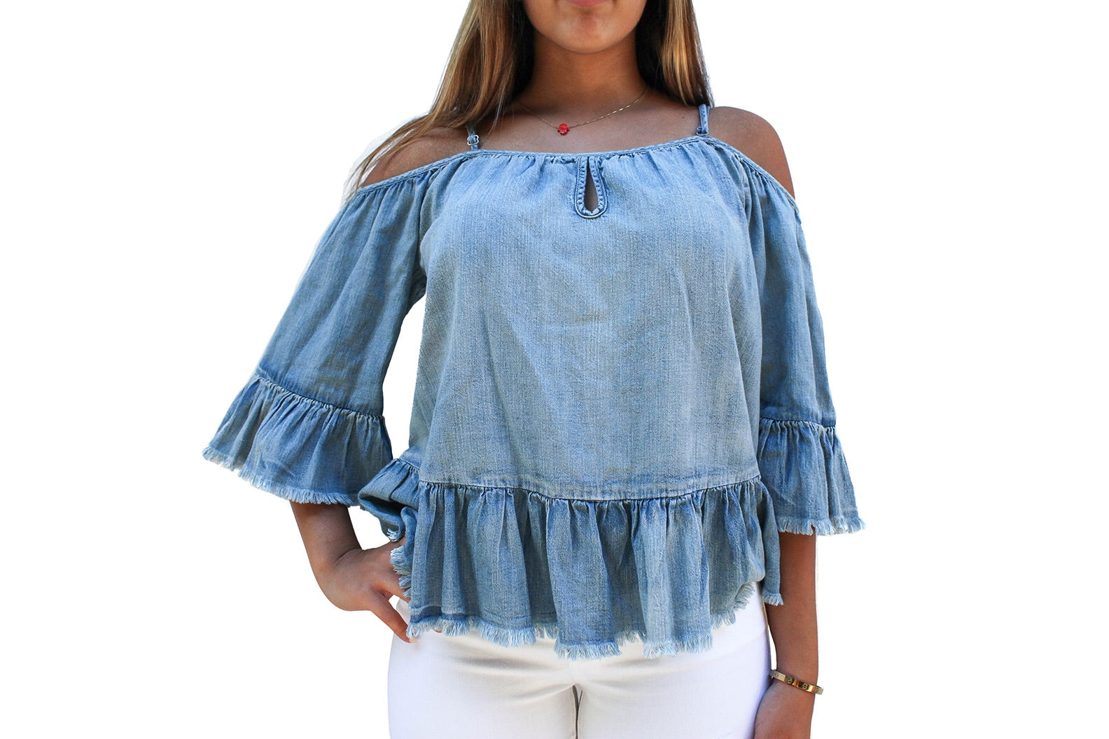 CTP114 Off Shoulder Ruffle Top - FashionPosh