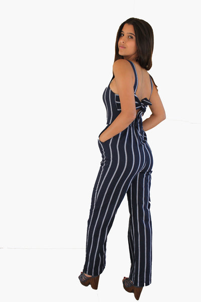 Striped Linen Romper Pants - FashionPosh