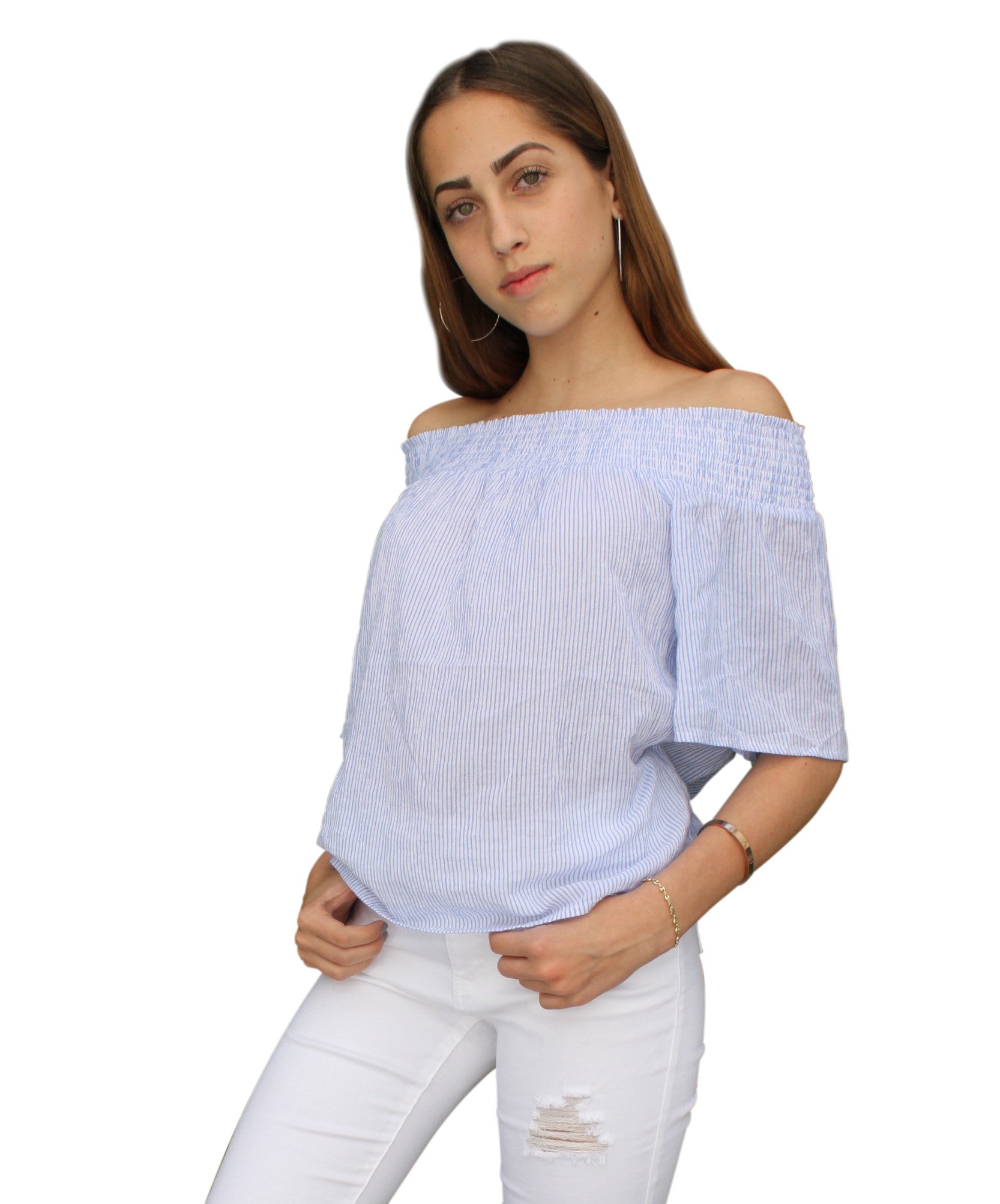 TP214 Off Shoulder Stripped Top (More color options) - FashionPosh