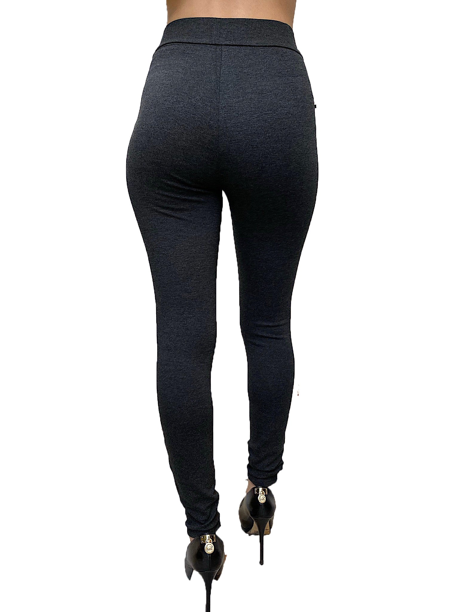 P9179 CiSono Ponte Leggings W/ Slit PU Accents (More color options) - FashionPosh