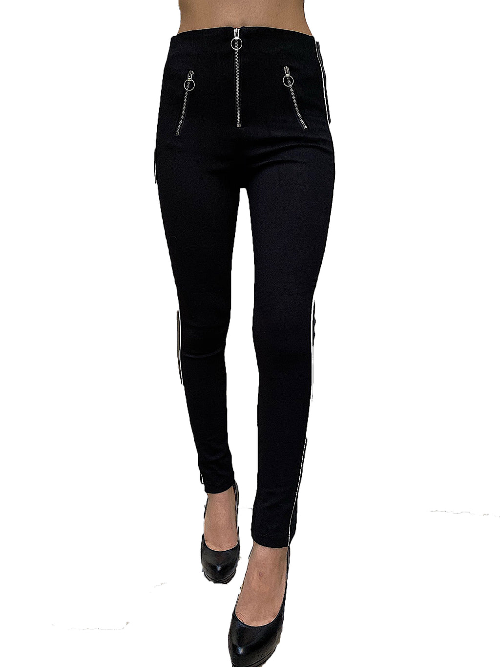 CiSono Ponte Leggings W/ Stripe Details - FashionPosh