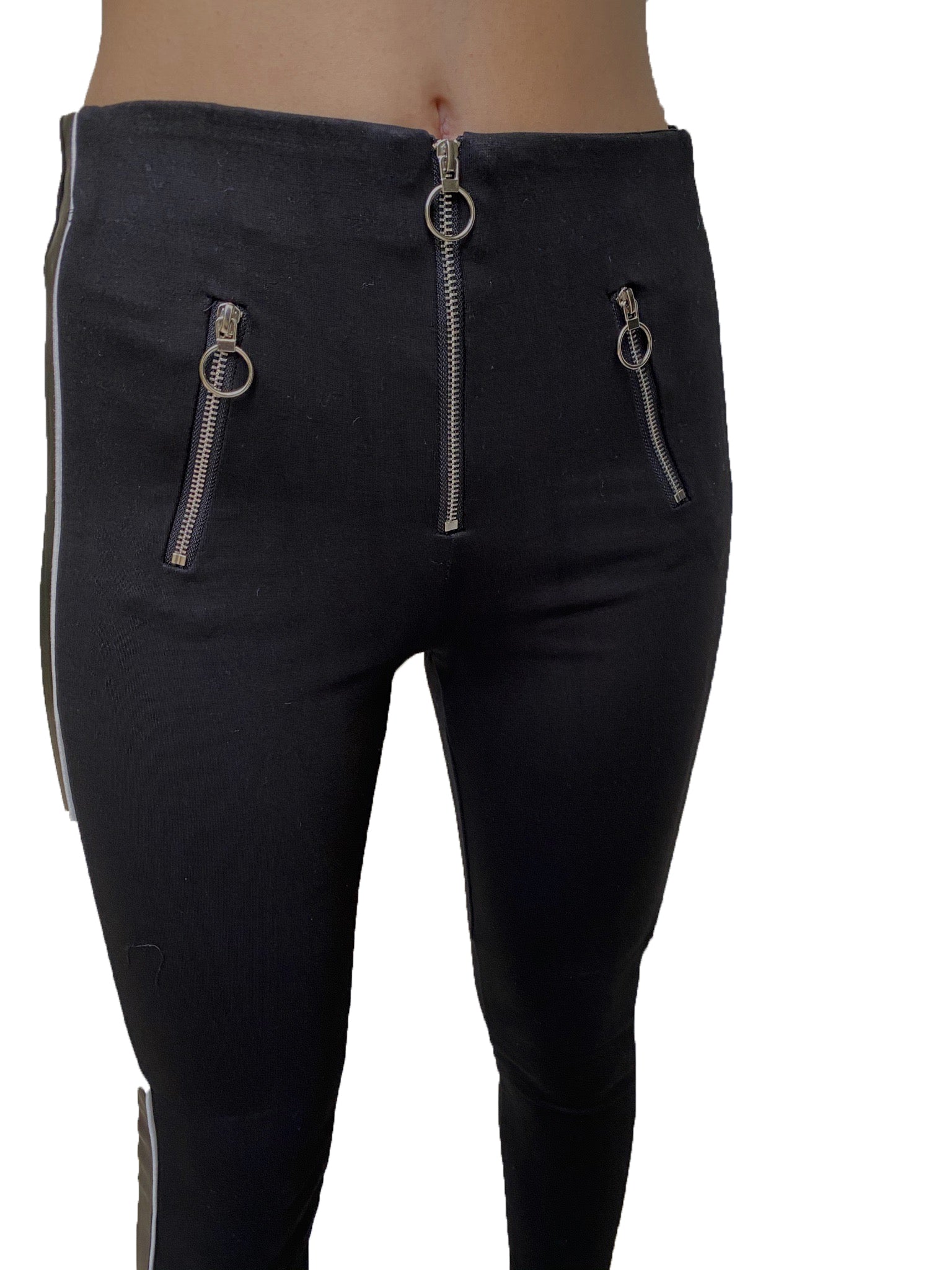 CiSono Ponte Leggings W/ Stripe Details - FashionPosh