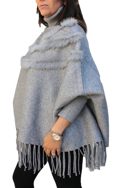 Turtle Neck Sweater W/ Rabbit Fur Details - FashionPosh