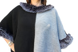 Poncho Shawl W/ Faux Fur - FashionPosh