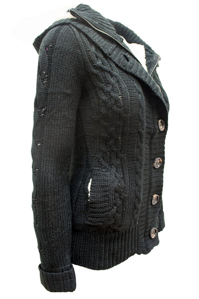SW26036 Hooded Cardigan Sweater - FashionPosh